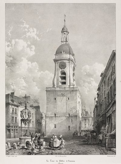 Picturesque and Romantic Travels in Old France, Picardie: The Belfry Tower of Amiens, Picardie (after François Bonhommé) by Louis Haghe