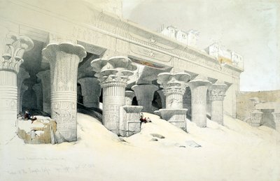 Portico of the Sandstone Temple of Edfu Dedicated to the Falcon-Headed God Horus, Egypt, 1838 by Louis Haghe