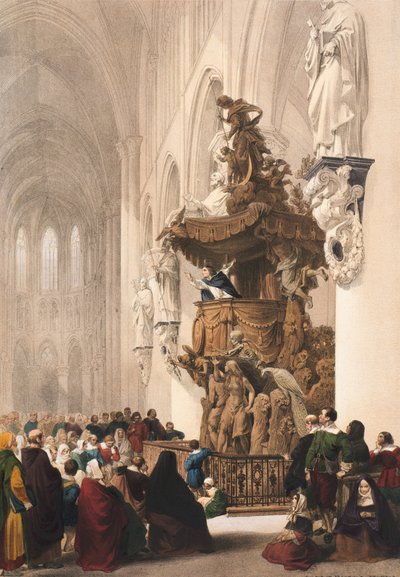 Pulpit in St. Gudule, Brussels by Louis Haghe