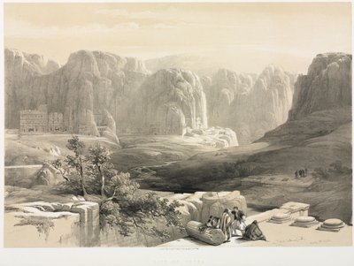 The Holy Land, Syria, Idumea, Arabia, Egypt & Nubia Vol. III: Petra, Looking South (1842) by Louis Haghe