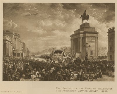 The funeral of the Duke of Wellington; the procession leaving Apsley House by Louis Haghe