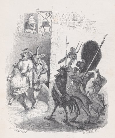 More than once, while leaving the masked ball Mr. de *** was arrested by the patrol, ca. 1837-47 by Louis Henri Brévière