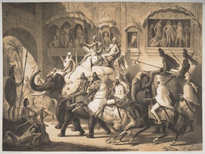 A road in Lahore, March 1842 by Louis Henri de Rudder