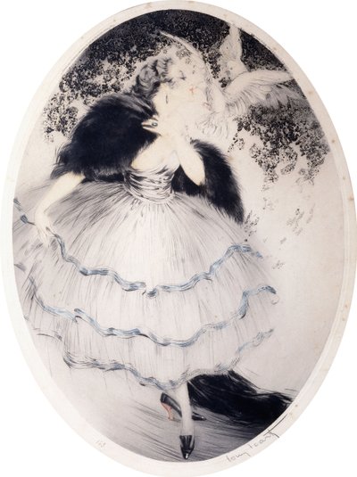 Lady with Two Doves by Louis Icart
