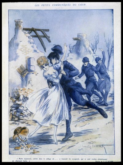 Soldiers Entering the City, One Kissing a Woman, Charming Spoil by Louis Icart