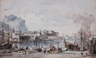 A View of the Port of Palermo by Louis Jean Desprez
