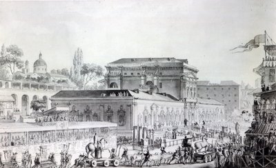 Antiquities found at Herculaneum being transported to the Naples Museum, c.1782 by Louis Jean Desprez