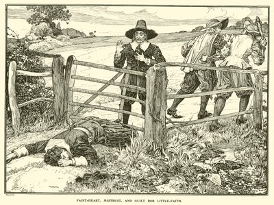 Faint-Heart, Mistrust, and Guilt Rob Little-Faith by Louis John Rhead