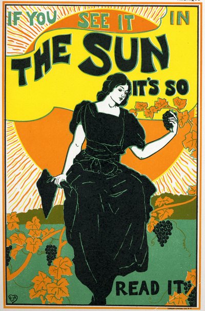 The Sun, Newspaper. Poster by Louis Rhead, USA, c.1890 (poster) by Louis John Rhead