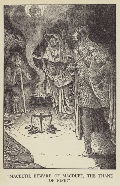 Macbeth, beware of Macduff, the Thane of Fife! by Louis John Rhead