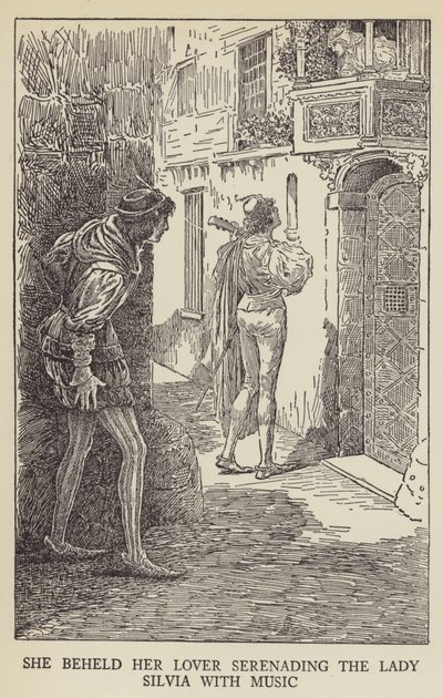She beheld her lover serenading the Lady Silvia with music by Louis John Rhead