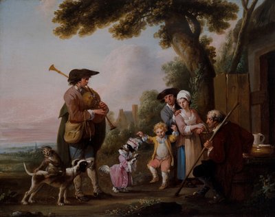 Musicians with Animals Performing Before Taverns by Louis Joseph (1731 98) Watteau
