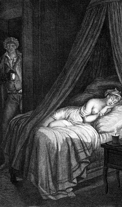Dangerous Links of Choderlos de Laclos (letter 96). Valmont and Cécile de Volanges. Illustration engraved by Masquelier after Mademoiselle Gérard. by Louis Joseph I Masquelier