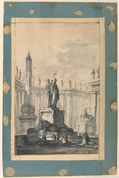Architectural Fantasy with Fountain and Obelisk by Louis Joseph Le Lorrain