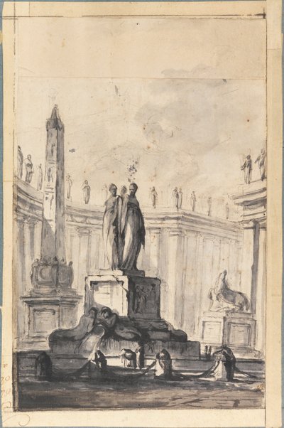 Architectural Fantasy with Fountain and Obelisk by Louis Joseph Le Lorrain