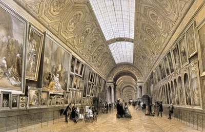 The Grande Galerie, Louvre museum, c.1850 by Louis Jules (after) Arnout