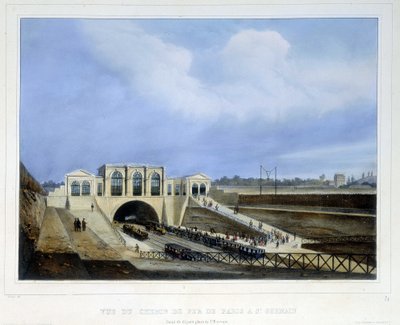 Paris to Saint Germain Railway - in Paris en 1837 by Arnout by Louis Jules Arnout