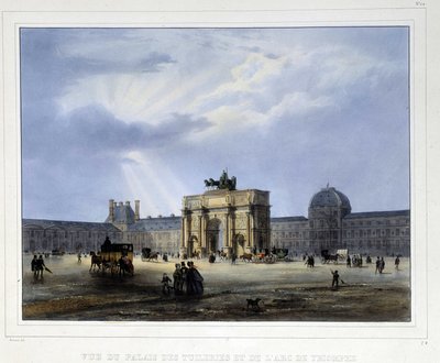Palais des Tuileries and Arc de Triomphe du Carrousel - in “Paris en 1837” by Arnout by Louis Jules Arnout
