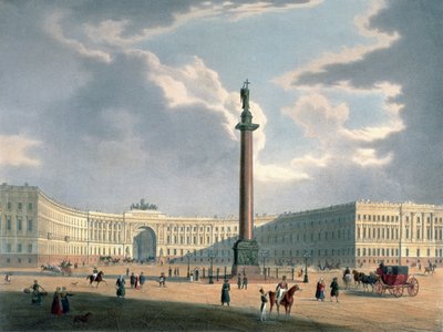 The Alexander Column and the Army Headquarters in St. Petersburg, printed by Lemercier, Paris, 1840s by Louis Jules Arnout