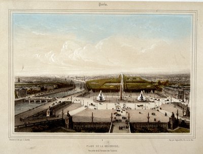 La Place de la Concorde (Lithography by Jacottet) by Louis Julien Jacottet