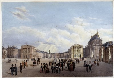 The Courtyard of Honor of the Palace of Versailles - in 