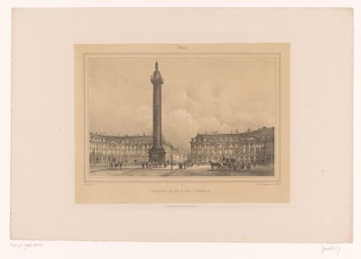 View of the Vendôme Column (Views in and around Paris) by Louis Julien Jacottet