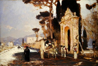 An Italian Road with a Baroque Park Gate by Louis Kolitz