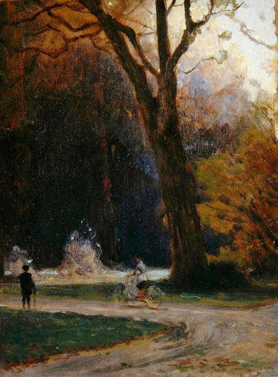 Cyclist in the Karlsaue Park, Kassel by Louis Kolitz