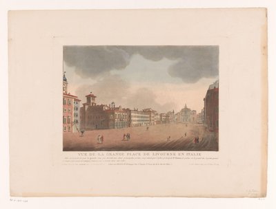 View of Piazza Grande in Livorno (Vue de la Grande Place de Livourne en Italie, City Views in Italy, Spain, and Egypt) by Louis Lecoeur