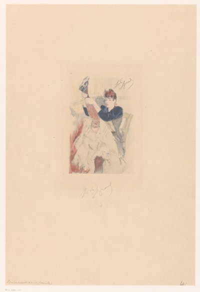 Cancan Dancer Doing a Flexibility Exercise by Louis Legrand (signed by artist)