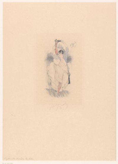 Cancan Dancer with Leg Behind Her Head by Louis Legrand (signed by artist)