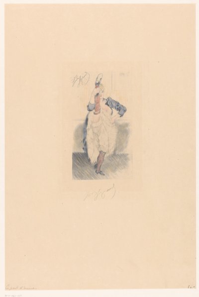 Cancan Dancer with Outstretched Leg and Arm on Her Hip by Louis Legrand (signed by artist)