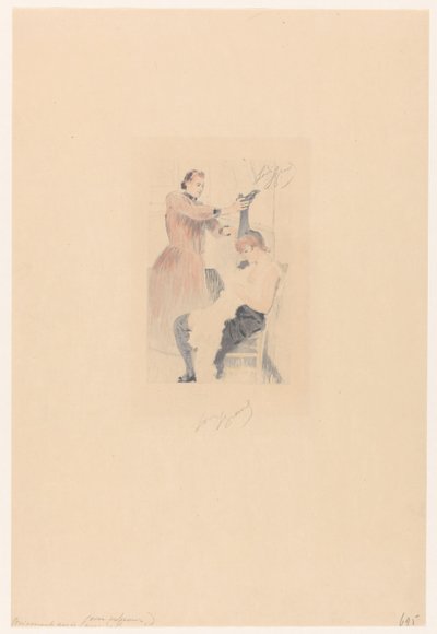 Cancan Dancer Sitting on a Chair While Doing a Flexibility Exercise by Louis Legrand (signed by artist)