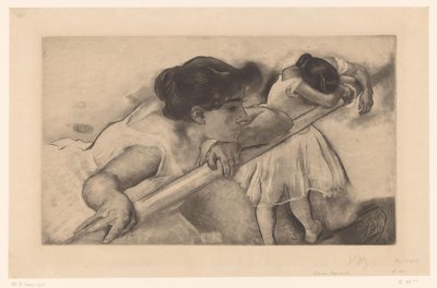 Two Ballerinas at a Ballet Barre by Louis Legrand (signed by artist)