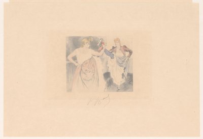 Two Cancan Dancers with Raised Legs by Louis Legrand (signed by artist)