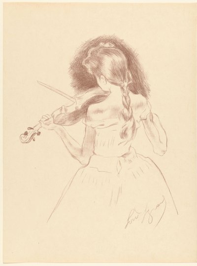 Girl Seen from Behind Playing Violin by Louis Legrand