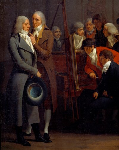 Artists meeting in the workshop of the painter Jean Baptiste Isabey by Louis Leopold Boilly