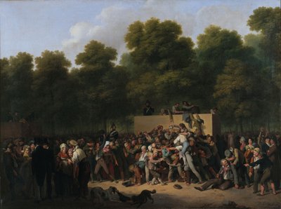 Distribution of wine and food on the Champs-Elysées on the occasion of King