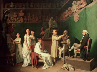 Jean Antoine Houdon Sculpting the Bust of Pierre Simon Marquis de Laplace in the Presence of His Wife and Daughters by Louis Leopold Boilly