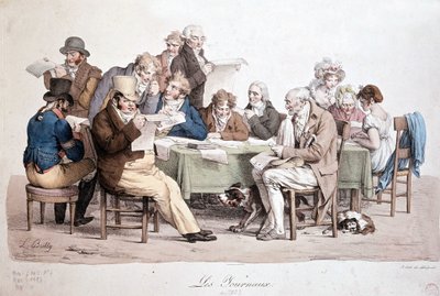 Men Reading Newspapers - Engraving by Louis Boilly Entitled 