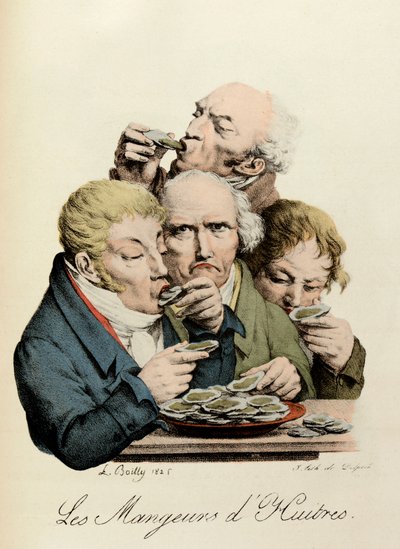 Oyster Eaters (Engraving by Louis-Leopold Boilly) by Louis Leopold Boilly
