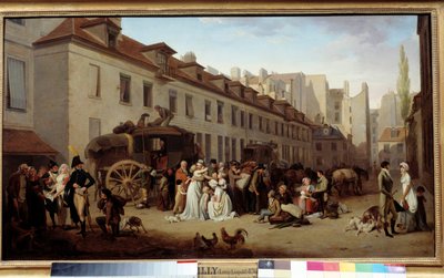 The Arrival of a Diligence in the Courtyard of Messageries by Louis Leopold Boilly