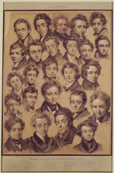 Twenty Five Pupils from the Studio of Antoine Jean Gros, 1820 by Louis Leopold Boilly