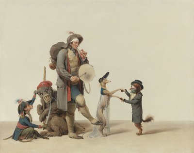 An Animal Trainer with Dancing Dogs, a Bear and Monkey by Louis Leopold Boilly