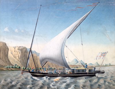 A Boat on the Nile, Ibrim, Nubia, 1827-1829 by Louis M. A. Linant de Bellefonds,