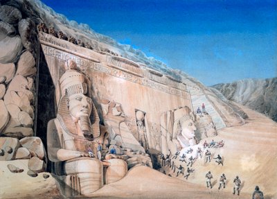 Excavation of the Great Temple of Ramesses II, Abu Simbel, 1819 by Louis M. A. Linant de Bellefonds,