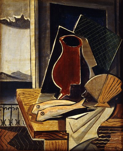 Table in Front of a Balcony by Louis Marcoussis