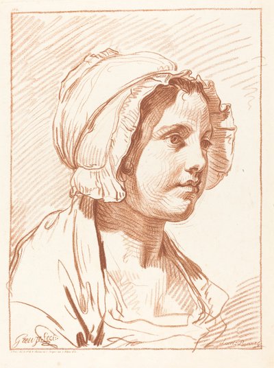 Head of a Young Woman Wearing a Cap, before 1764 by Louis Marin Bonnet