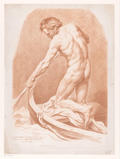 Naked Rowing Man, Seen from the Back by Louis Marin Bonnet