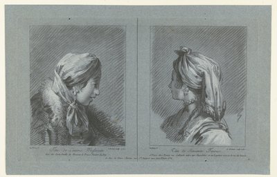 Portrait of a Moscow Milkmaid and a Finnish Maid Tête de Laitiere Moscovite (title on object) Tête de Servante Finoise (title on object) by Louis Marin Bonnet